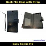 Book Flip Case with Strap For Sony Xperia M5 E5603 Slim Fit Look